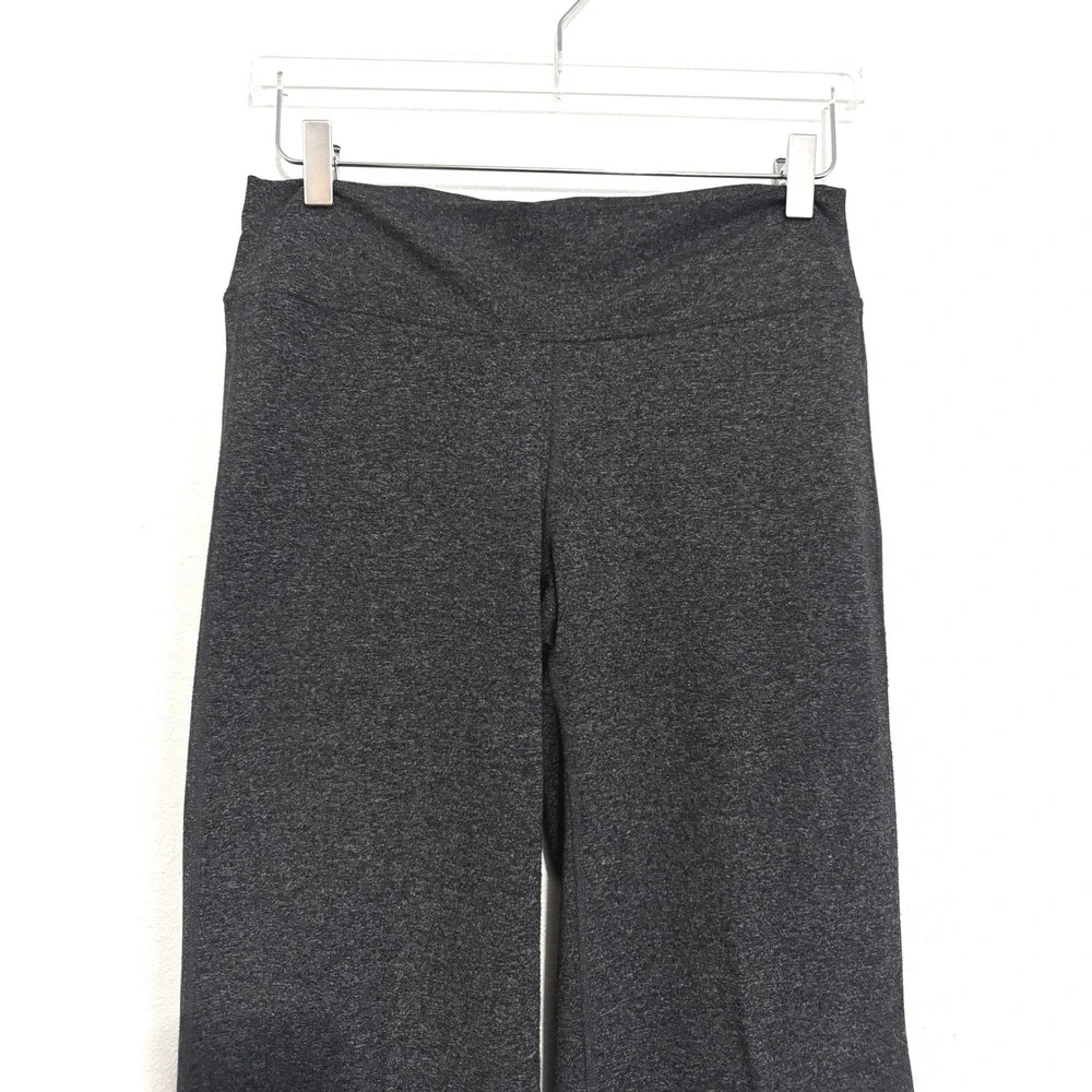 Athleta Fusion Gray Heathered Wide Leg Yoga Flare Pants Back Flap Pockets